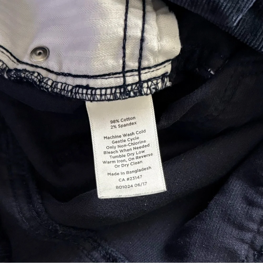 Talbots Flawless Five-Pocket Petites Navy Slim Ankle Frayed Hem Corduroy Pants - Picture 6 of 10